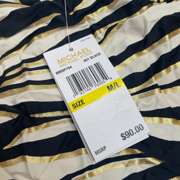 MICHAEL Michael Kors Short Pareo Cover Up Shimmer Tiger Medium/Large New - Picture 4 of 7